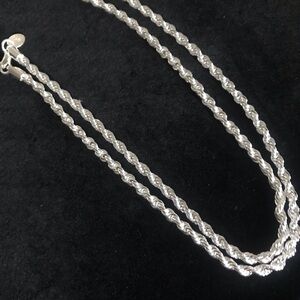 24” sterling silver rope style necklace